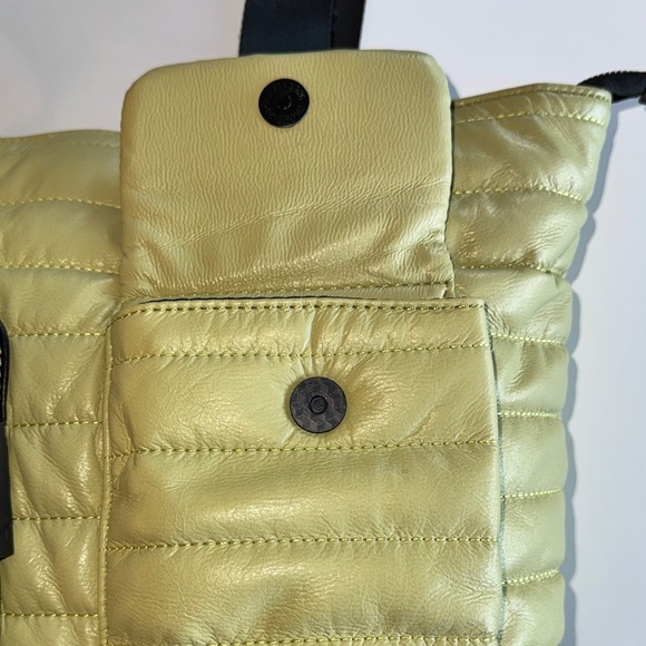 Tracker Quilted Tote Bag, Airline Personal Item, RFID inside pocket, Chartreuse - Picture 6 of 11